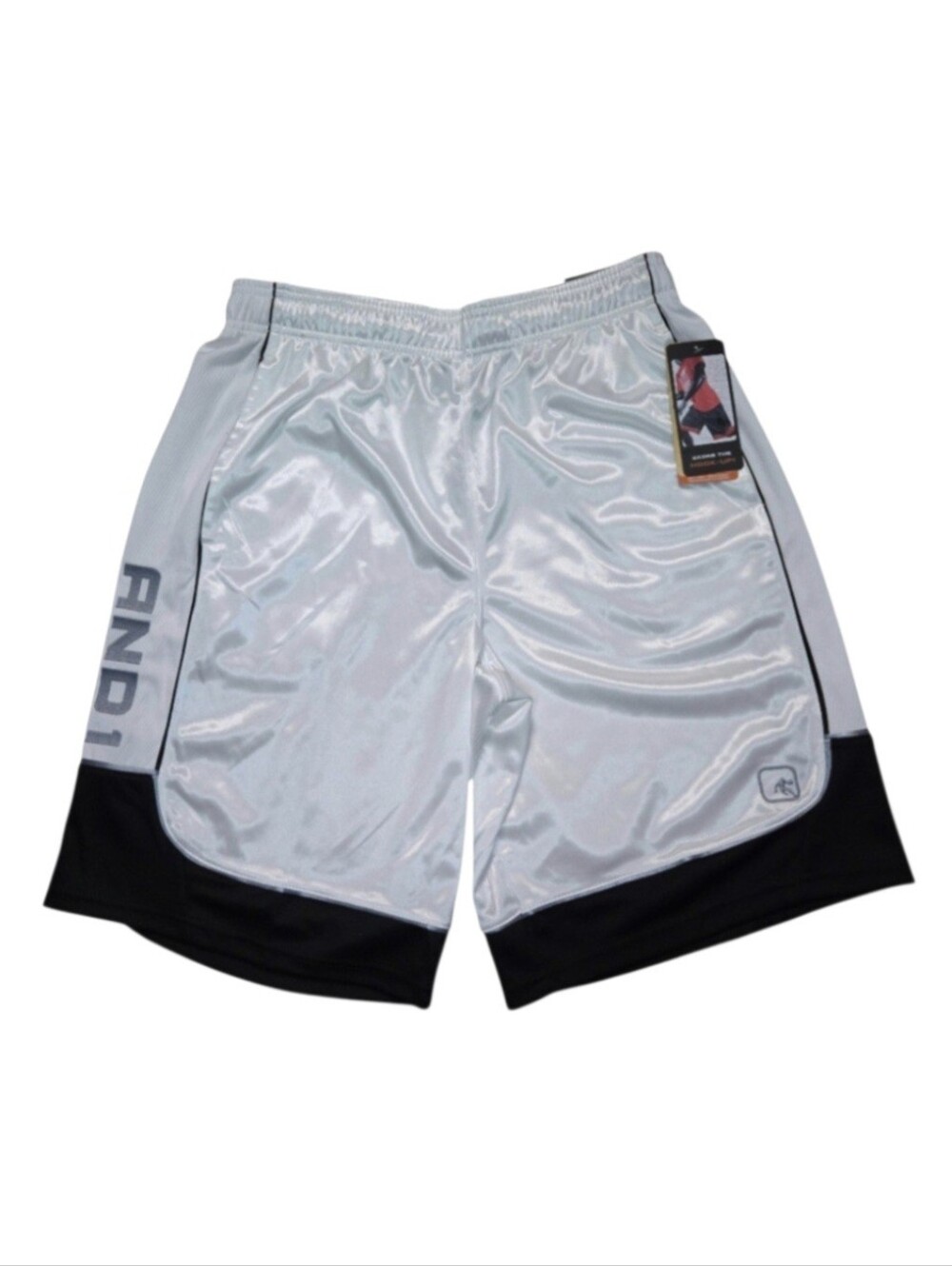 AND1 Men's All Court Shorts in Black and White with Logo NWT!